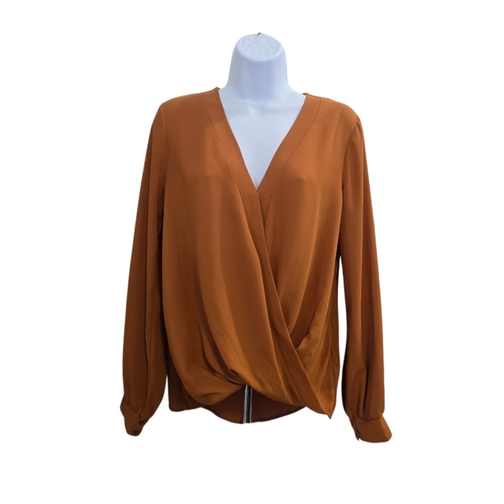 Lush Surplice Wrap Blouse Women S Terracotta Rust Orange Earthy Boho Chic Modern